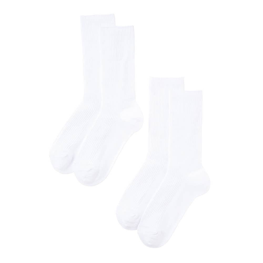 White ribbed school socks, short length, set of 2